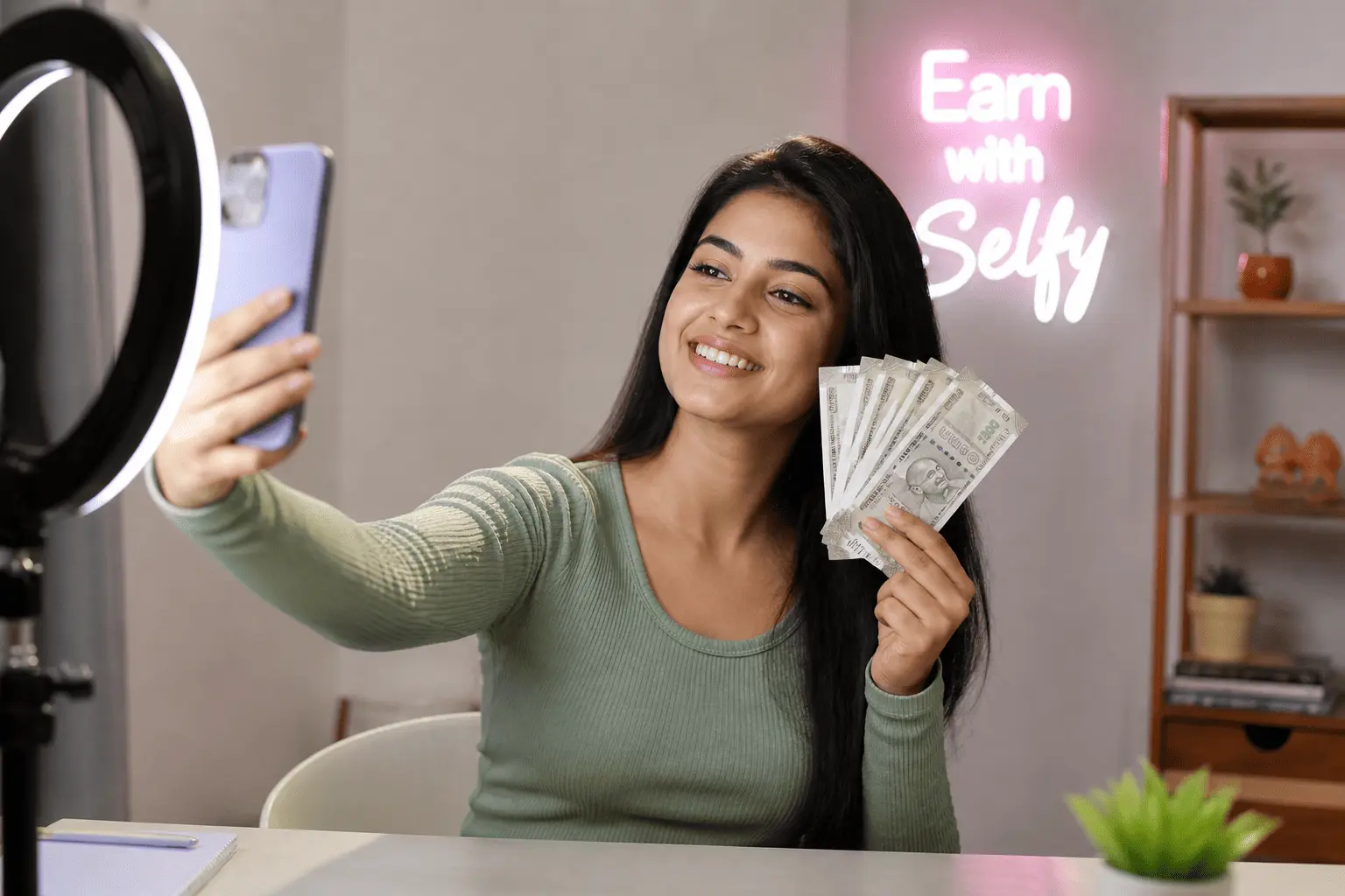 Beautiful girl taking a selfie