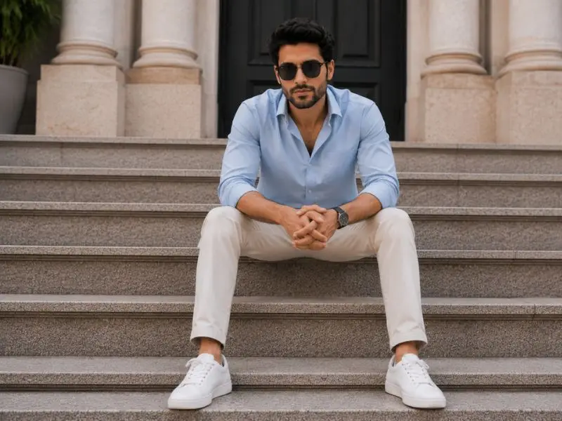 Boy solo Sitting on Stairs Pose Ideas