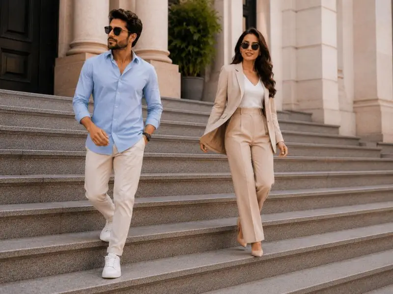 Couple standing on Stairs Pose Ideas