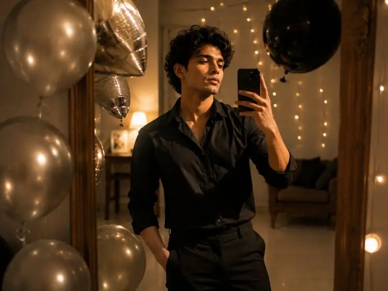  The Mirror Selfie Pose With Birthday Setup
