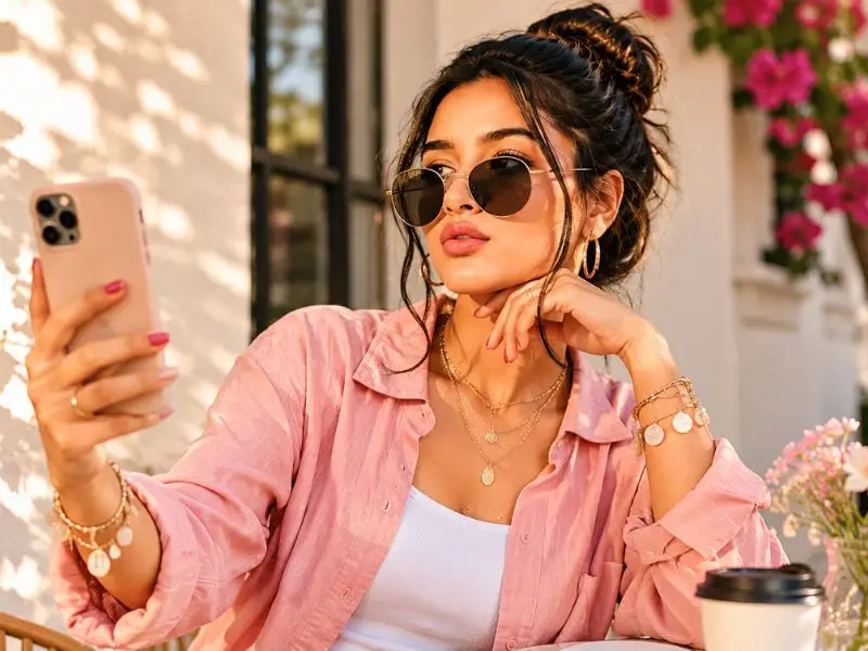 No-Look Phone Check pose