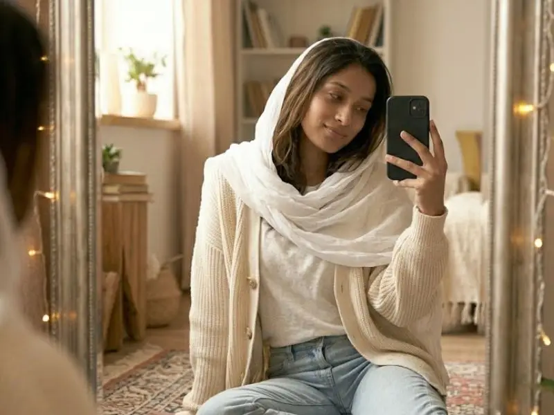 The Mirror Selfie with Soft Lighting
